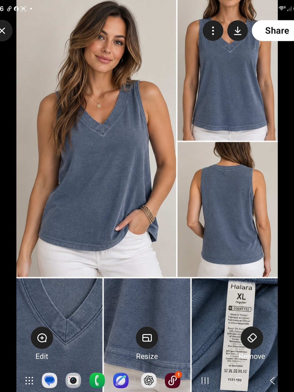 Halara Blue V-Neck Sleeveless Tank Top - Women’s Casual Vest